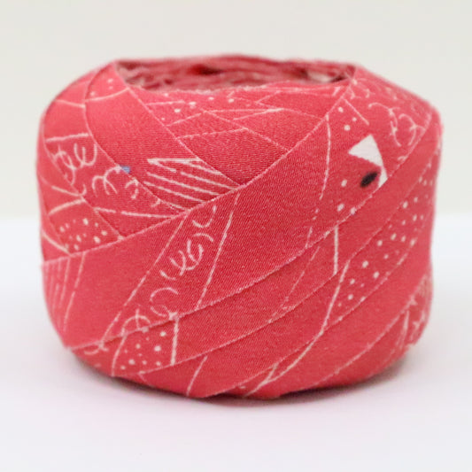 牡丹色に抽象柄・化繊(Y02404003)