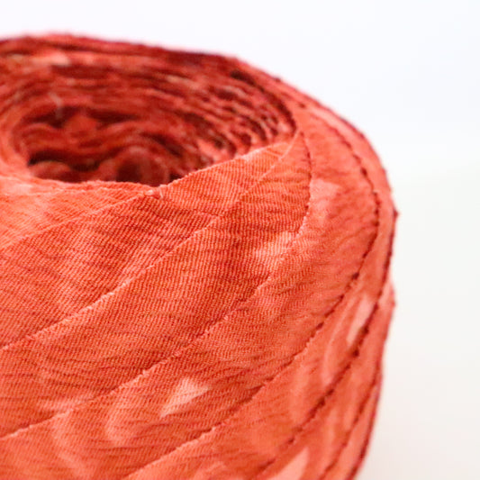 珊瑚色の青海波柄・縮緬(Y02306022)