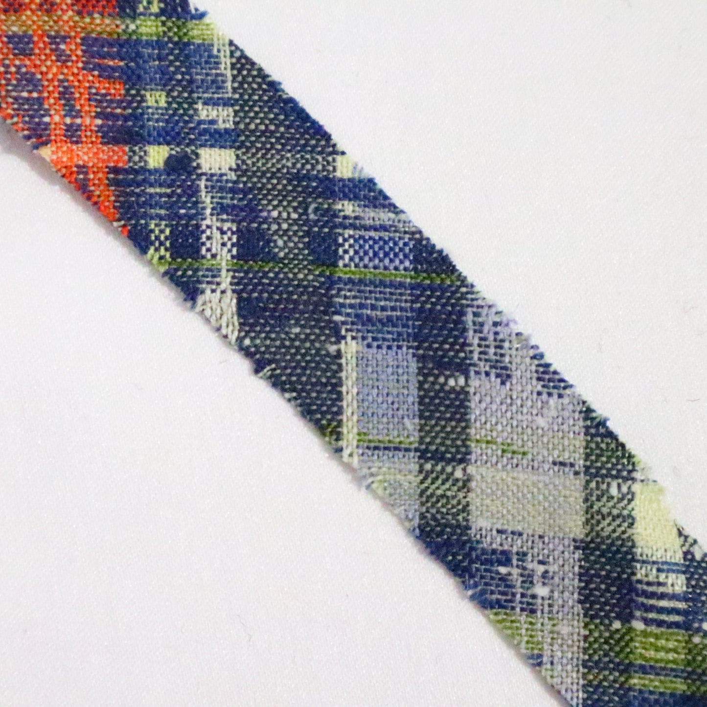 青にオレンジ・黒・黄・白の格子柄・ウール(Y02311032)