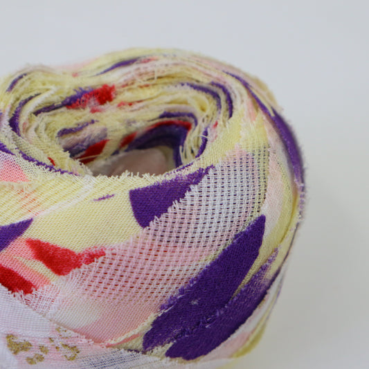 卵色に紫白紅色の花柄 浴衣(Y02103027)