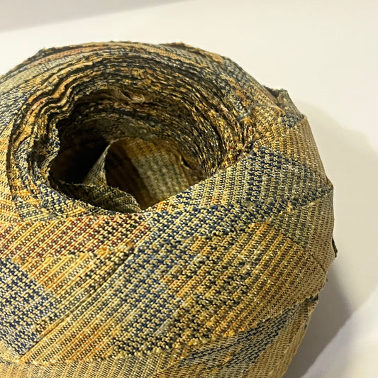 黄色に緑・灰色・水色の花柄・正絹(Y02508002)