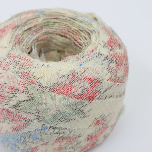 白紬紅葉模様ピンク水色黄緑(Y02305009)