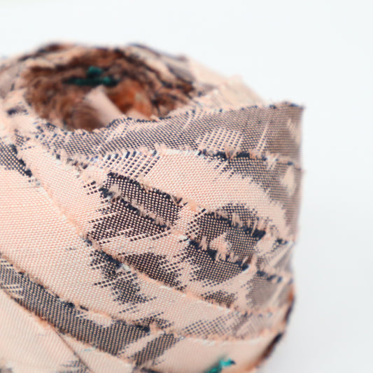 ピンクにグレーの模様紬(Y00000908)