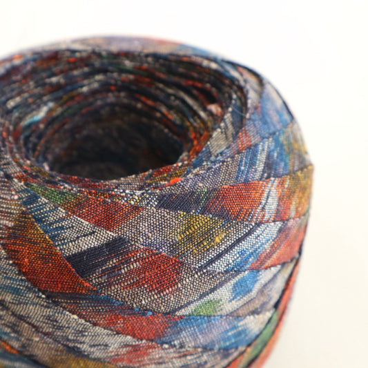 灰色に抽象絣柄・紬(Y02512005)