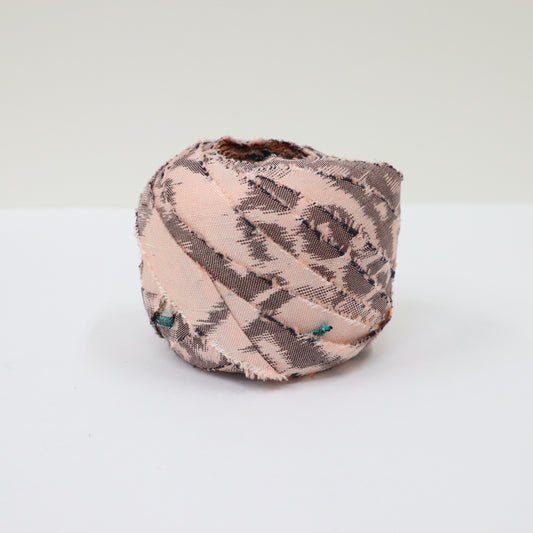 ピンクにグレーの模様紬(Y00000908)