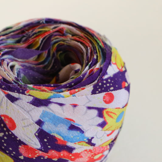 紫にカラフルな花柄・こども着物(Y02507004)