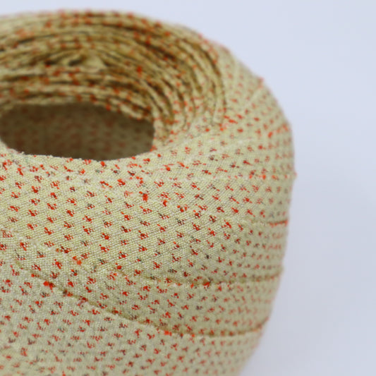 卵色にオレンジの蚊絣柄・紬(Y02401021)