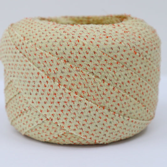 卵色にオレンジの蚊絣柄・紬(Y02401021)