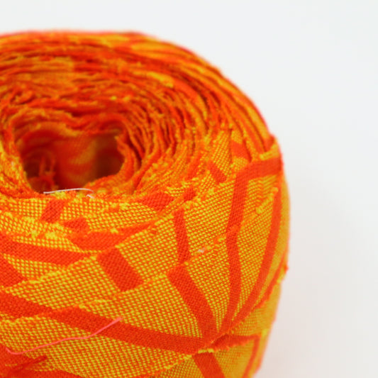 橙色にオレンジの麻の葉柄・ウール(Y02406002)