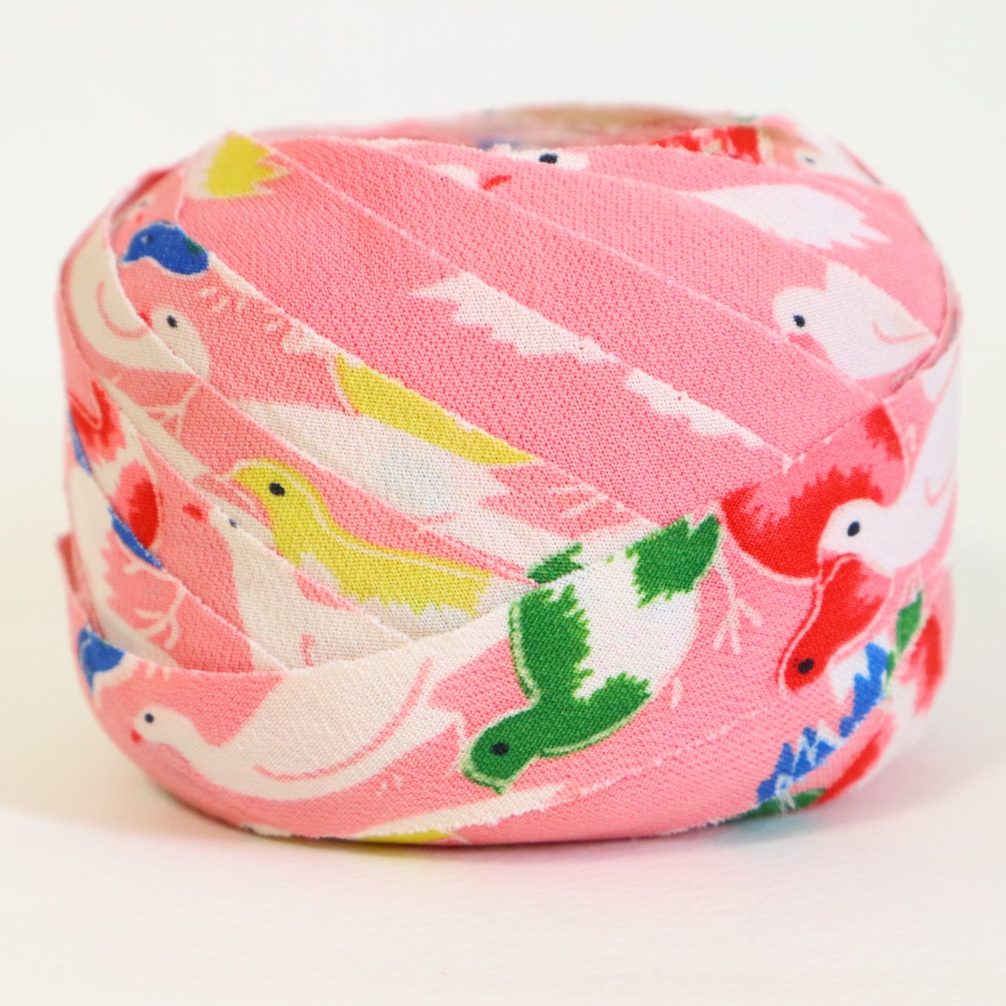 桃色にカラフルな鳥柄・こども着物(Y02507002)