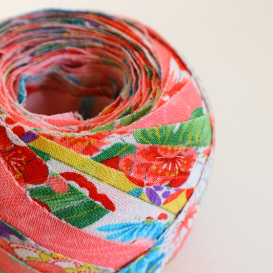 桃色にカラフルな花柄・こども着物(Y02507005)