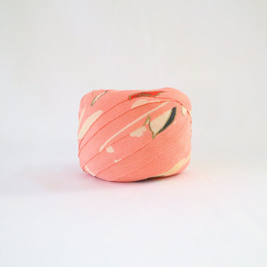 桃色に植物柄・縮緬(Y02301009)