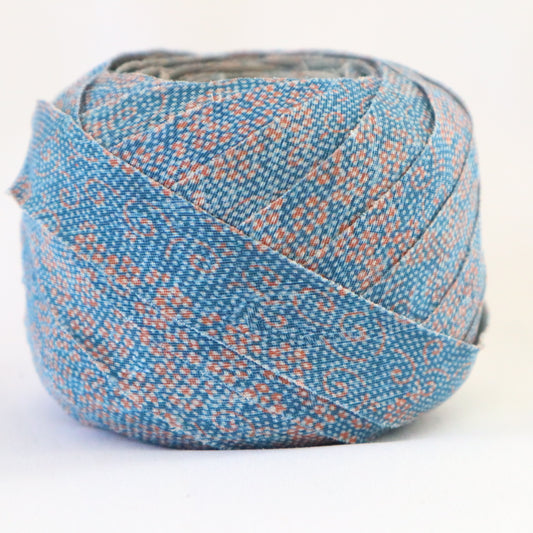 花浅葱色に薄茶色の花唐草・縮緬(Y02103023)