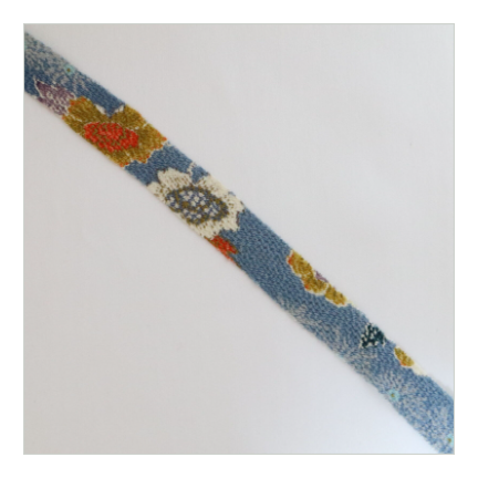 藍鼠色に花柄・縮緬(Y02203007)