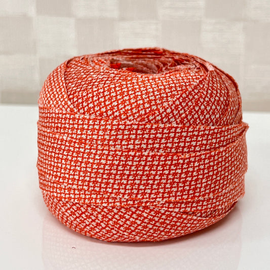 橙に白の花菱の江戸小紋・縮緬(Y02009004)