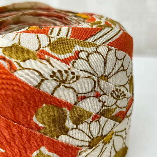 橙色に菊や桜など花柄・小紋(Y02009059)