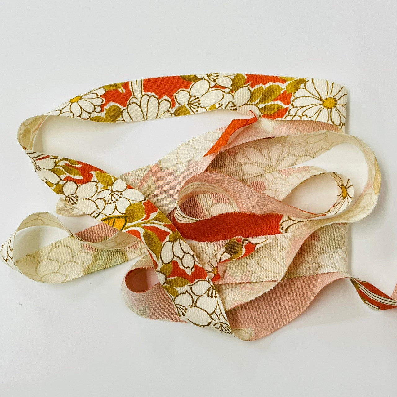 橙色に菊や桜など花柄・小紋(Y02009059)