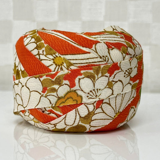 橙色に菊や桜など花柄・小紋(Y02009059)