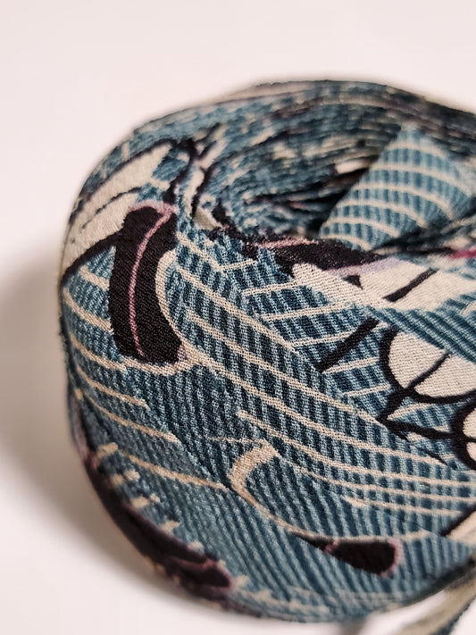 緑がかった青の紗、撫子柄(YY00005064)