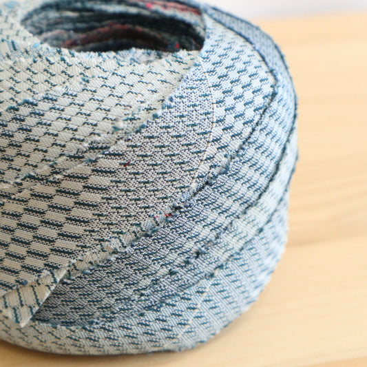 青と朱のグラデーション・絣紋・紬(YY02008094)