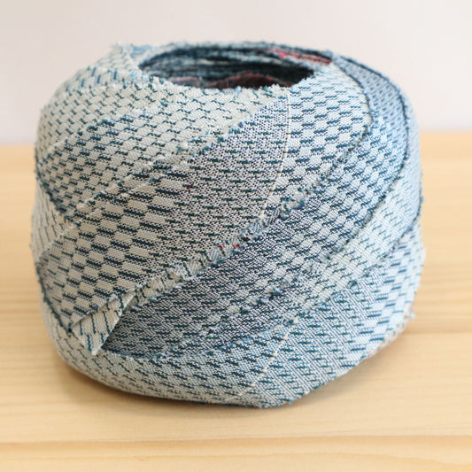 青と朱のグラデーション・絣紋・紬(YY02008094)