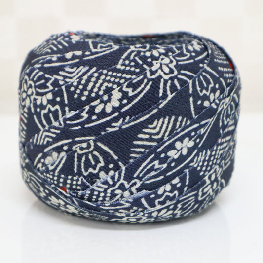 【再販】藍色に花柄・交織(YY02009089)