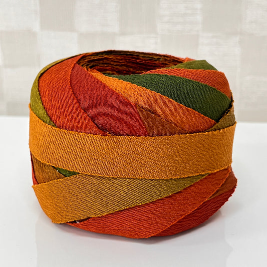 橙~緑グラデーション・縮緬(Y02309009)