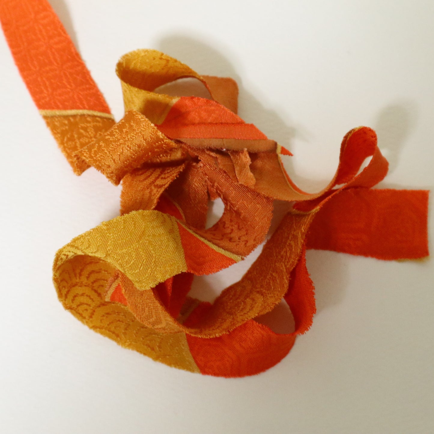 オレンジ　青海波　縮緬(Y02511003）