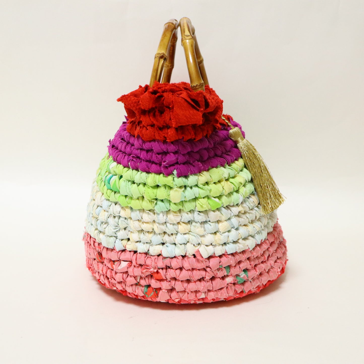 kimonoyarnのボーダー赤フリルbag　|　MSE