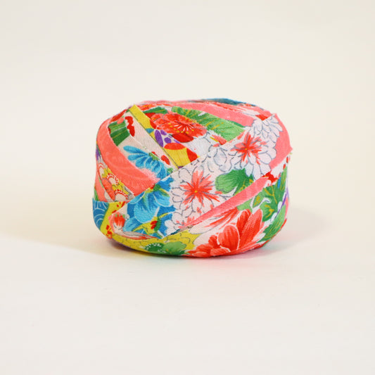 桃色にカラフルな花柄・こども着物(Y02507005）